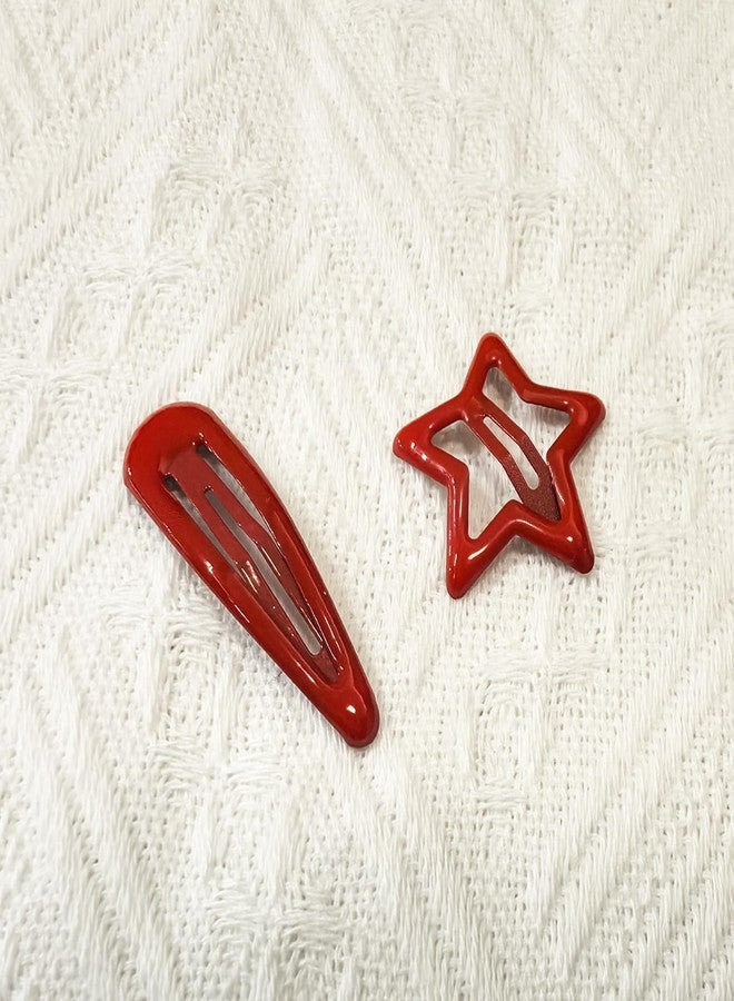 Qzinxja Metal Snap Hair Clips For Women Mini Star Hair Clips For Girls Red Star Hair Clip Hair Barrettes 1.18Inch Star Clips For Hair 1.96 In Water Drop Hairclips Snap Clips For Hair Girl Hair Accessories Y2K - Image 5